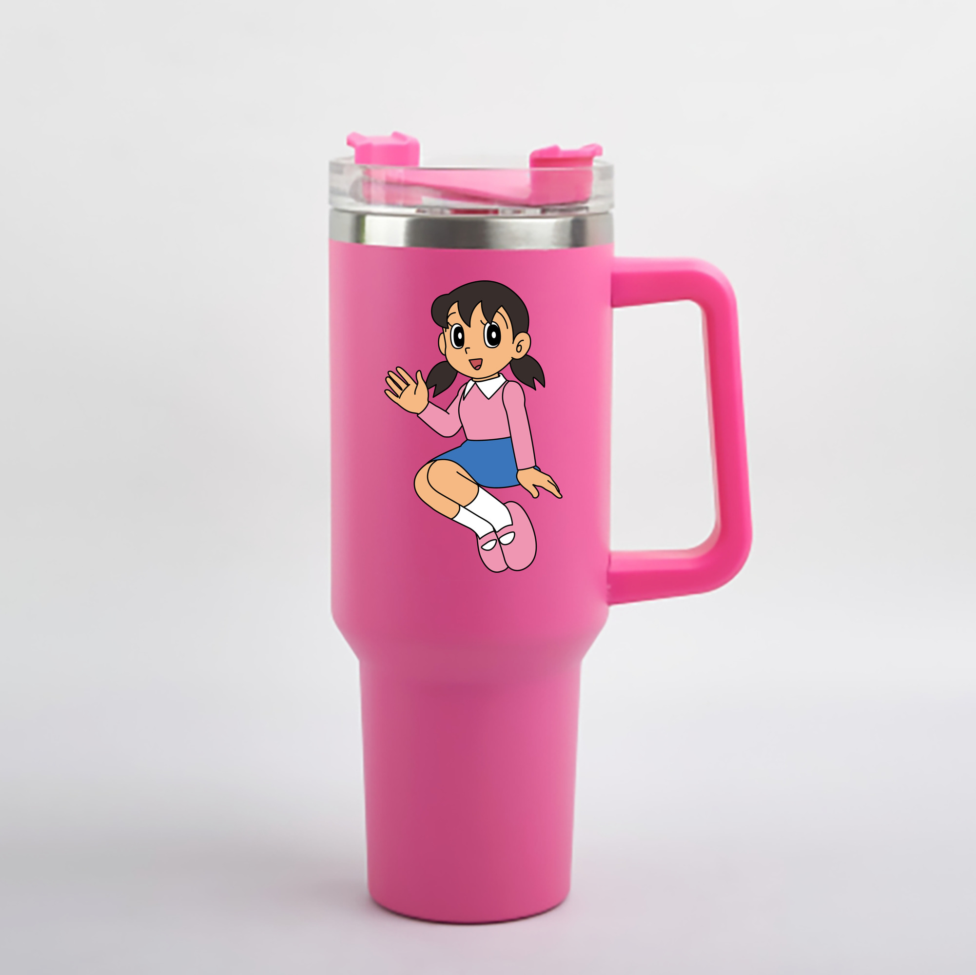 （画像用） ドラえもん みなもと しずか Doraemon Shizuka Minamoto 1200mL車用タンブラー - クリスタルステッカー（プラスチックストロー付き）